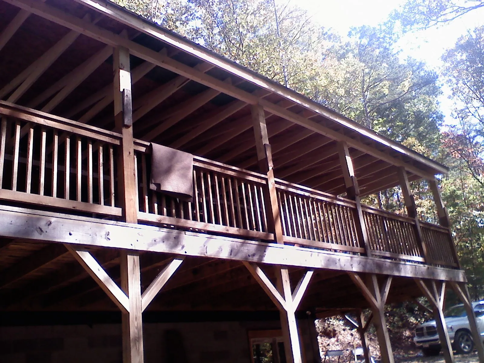 Timber framing under a new elevated porch and deck — Roof Leak Repair in Augusta by Roofing Brothers
